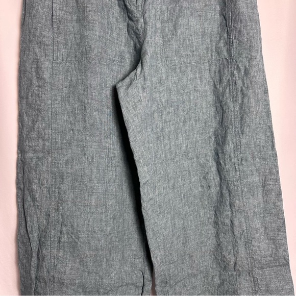 Eileen Fisher 100% Organic Linen Wide Leg Pants Blue Green Small Lagenlook - Picture 7 of 12